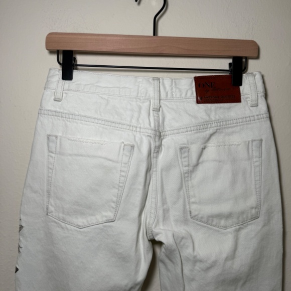 One by One Teaspoon Jeans Women's Size 24 White Floral Awesome Baggies Relaxed - Picture 7 of 9
